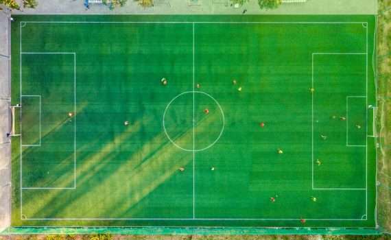 aerial view of soccer field